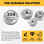 100pk #10-32 Flange Nuts, 304 Stainless Serrated Flange Lock Nuts