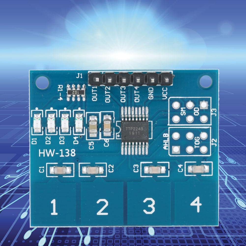 Liccx 5Pcs Touch Switch Module,TTP224 Digital Capacitive Touch Sensor Switch,4 Channels Touch Sensor Switch Digital Sensor Electrical Equipment