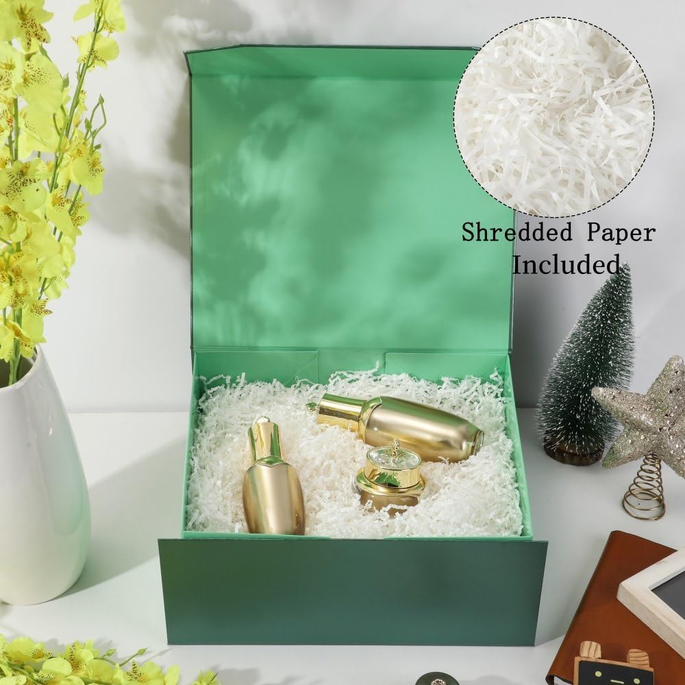 Green Large Magnetic Gift Box with Lid 13x11x5.3 In 1 Pack