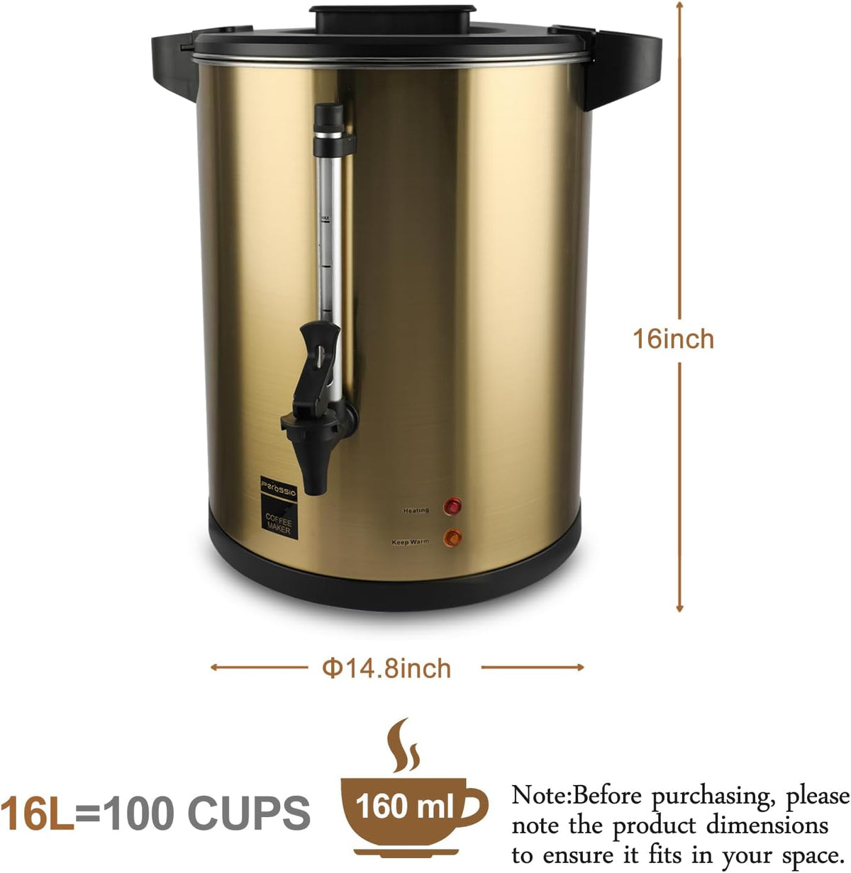 100 Cup Coffee Urn Stainless Steel Large Electric Coffee Maker