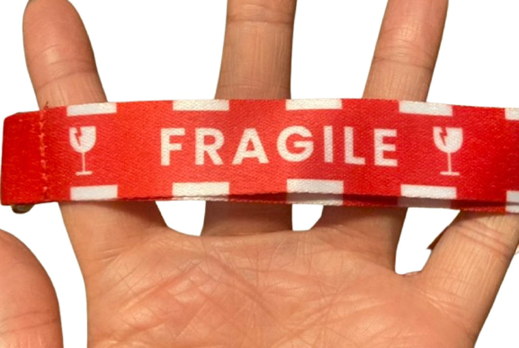 Caution Tape FRAGILE Lanyard Keychain ID Badge Holder