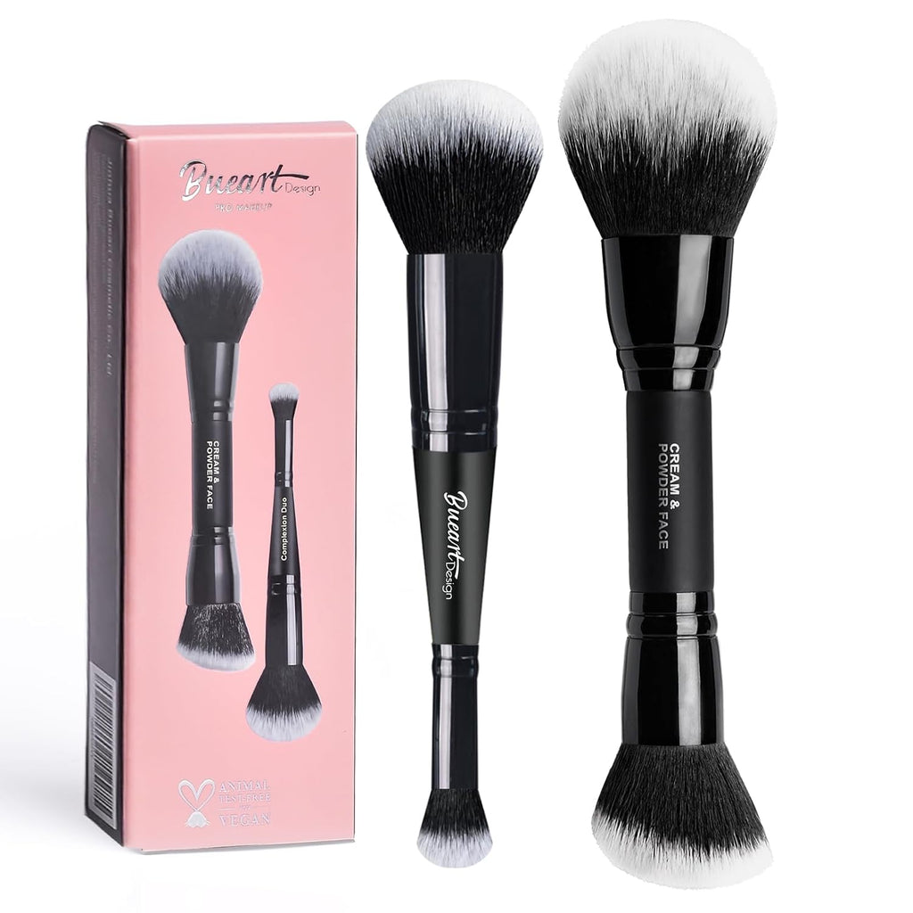 Dual Ended Cream Powder Brush and Complexion Duo Foundation Concealer Brush For Foundation, Setting Powder, Blush