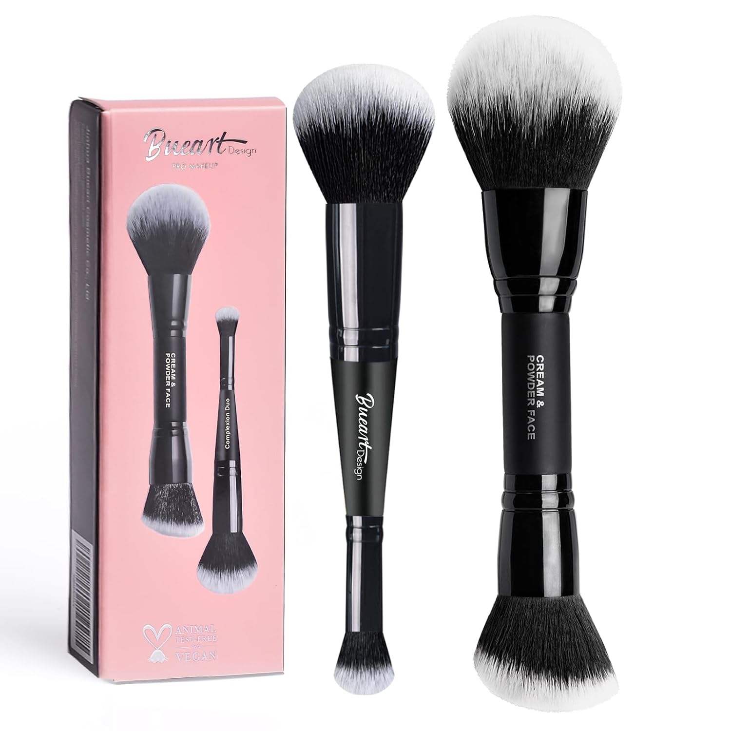 Dual Ended Cream Powder Brush and Complexion Duo Foundation Concealer Brush For Foundation, Setting Powder, Blush
