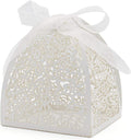 Pack of 100 Laser Cut Rose Candy Boxes, Favor Boxes 2.5"x 2.5"x 3.1", Gift Boxes Bridal Shower Anniverary Birthday
