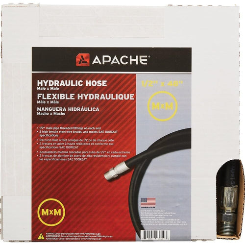 "Apache 98398318 1/2"" x 48"" 2-Wire Hydraulic Hose Male x Male Assembly", Black