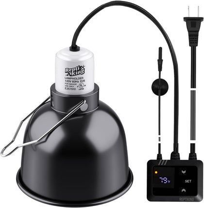 Reptile Heat Lamp Fixture with Dimming Thermostat - 5.5'' Light Dome with PID Thermostat