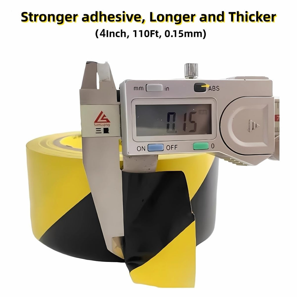 4inch x 110ft Black & Yellow Hazard Tape Warning Safety Stripe Tape for Floor Marking, Strong Adhesive Wear