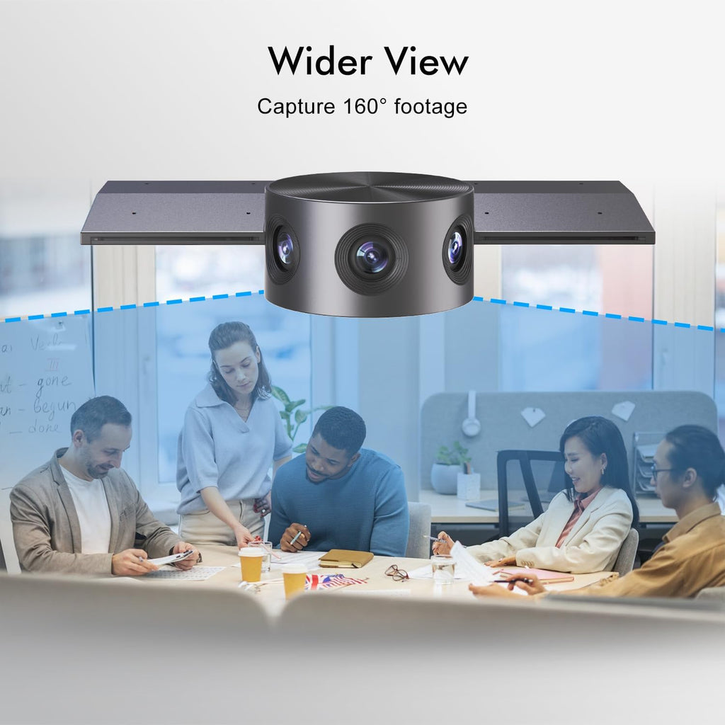 Panoramic 180° Video Camera, Immersive Video Conference Experience, both Overall and Speakers’ Close-up view, 1080P