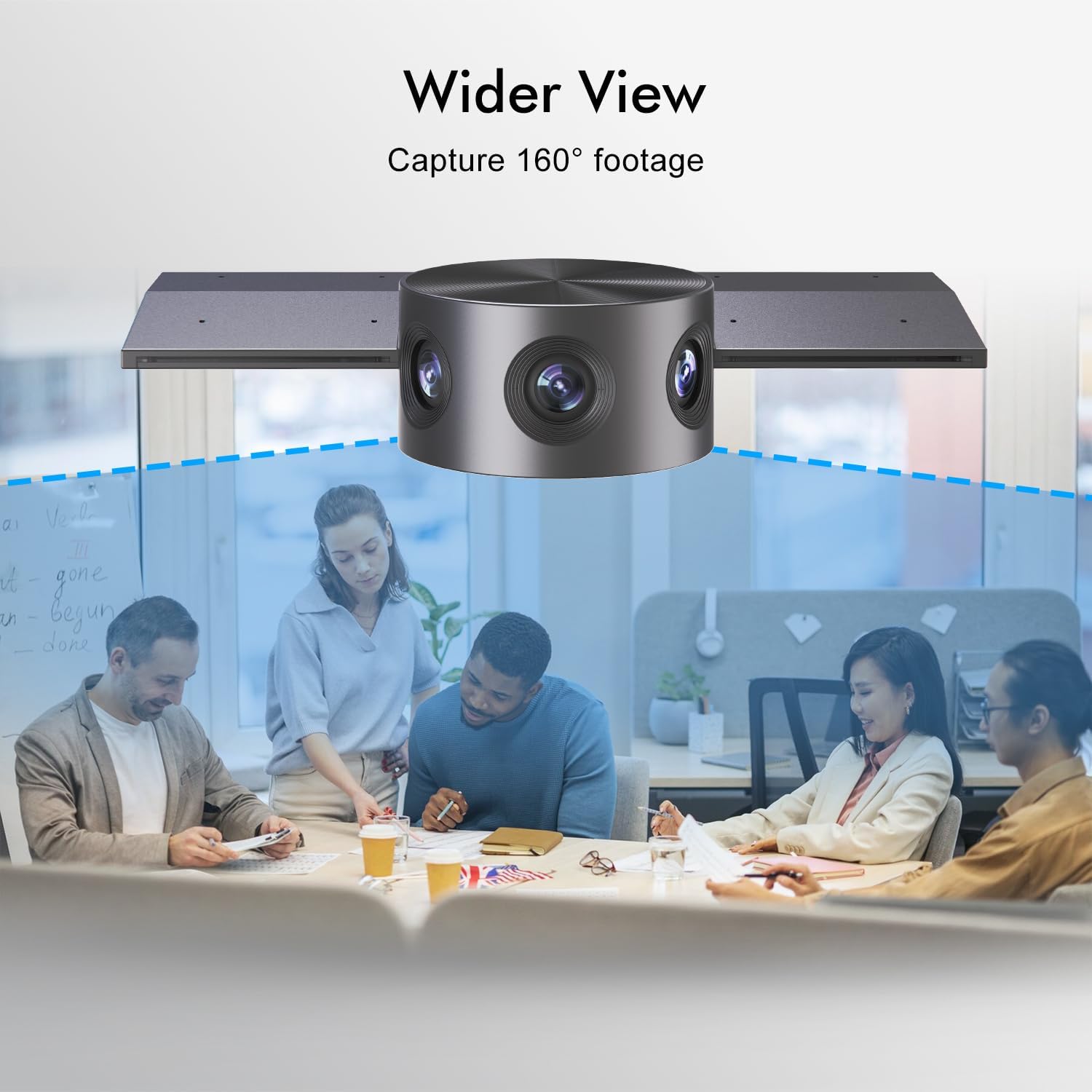 Panoramic 180° Video Camera, Immersive Video Conference Experience, both Overall and Speakers’ Close-up view, 1080P