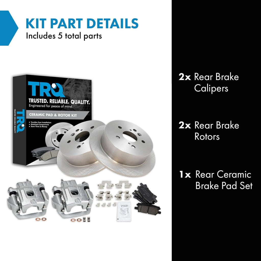 Rear Brake Pad and Rotor Set Ceramic Solid Rotors Calipers Compatible with 2004-2006 Lexus RX330 2007-2009 RX350