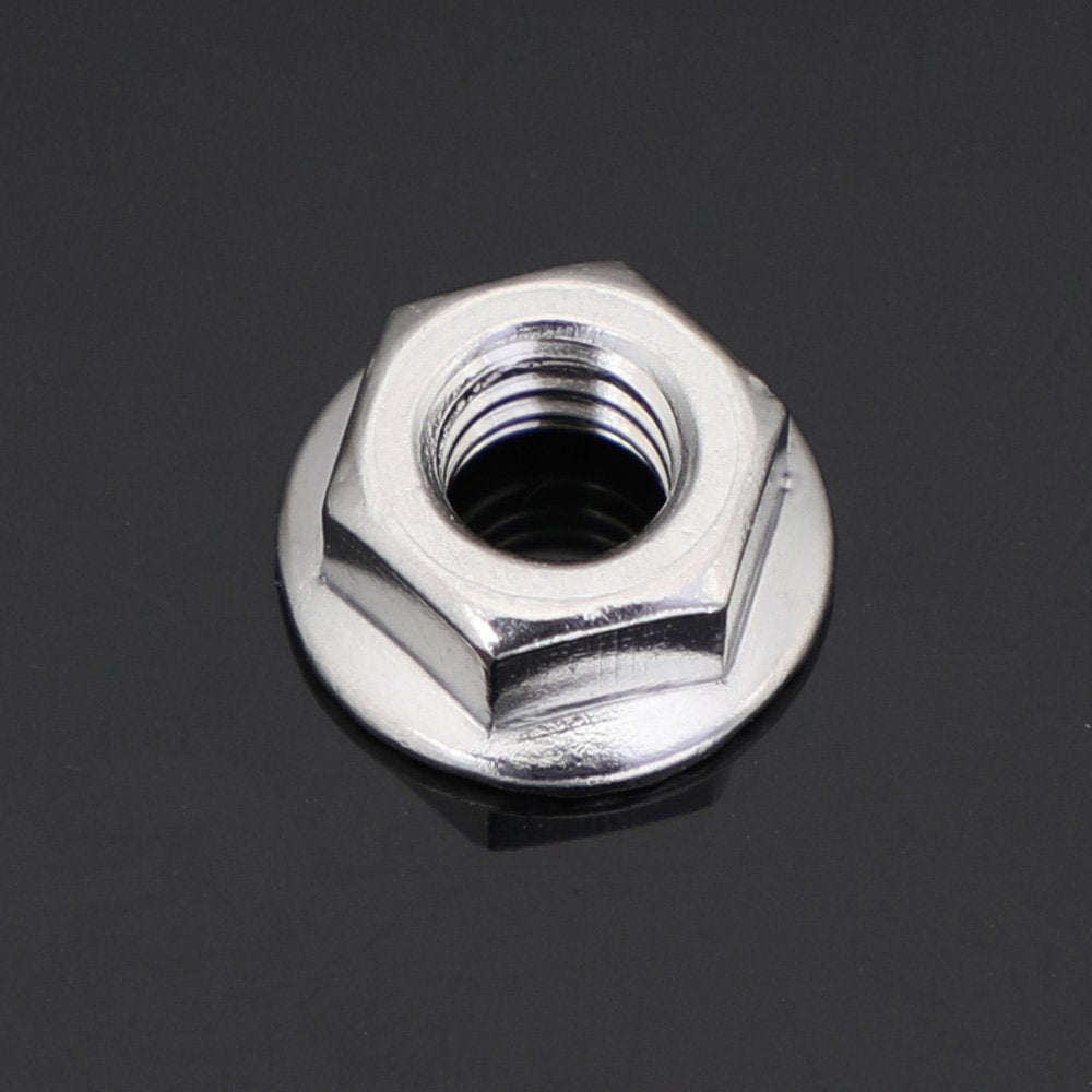 3/8-16 Serrated Flange Hex Lock Nuts, Stainless Steel 18-8 (304), Bright Finish, 10 PCS