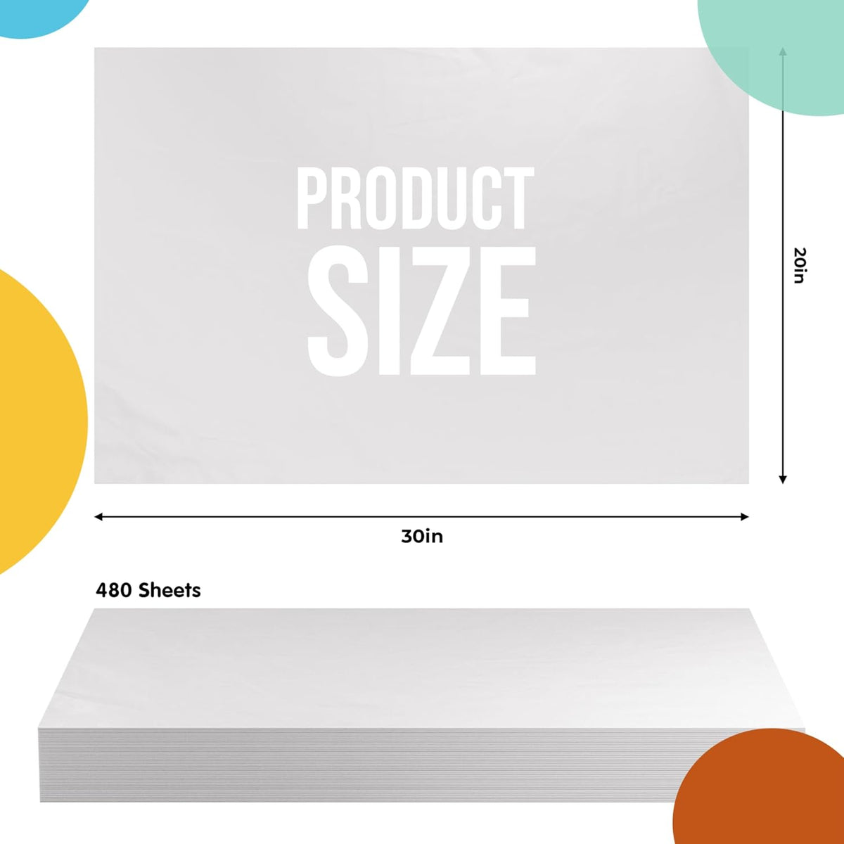 White Tissue Paper for Gift Bags - 20" X 30" Bulk Tissue Paper White 480 Sheets - 10lb Newsprint for Packing
