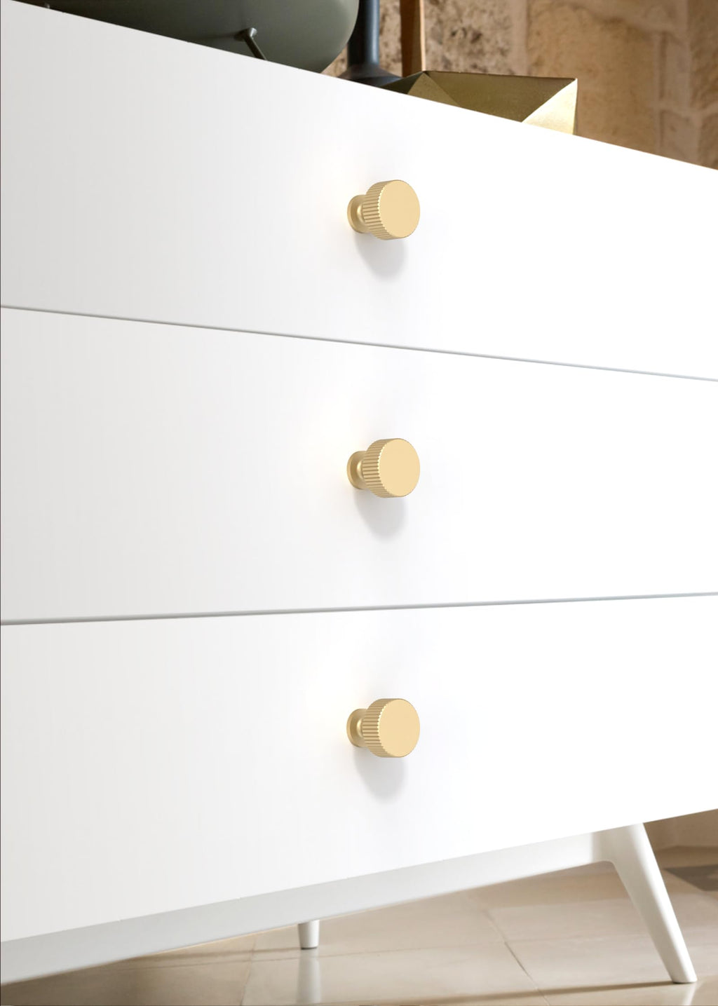 10 Pack Brushed Gold Cabinet Knobs 1-1/10 Inch(28mm) Single Hole Cabinet Pulls Round Kitchen Cabinet Knobs Drawer Knobs