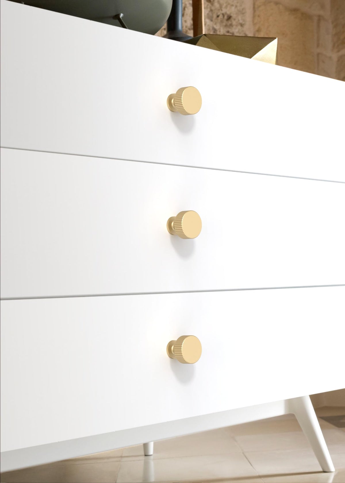 10 Pack Brushed Gold Cabinet Knobs 1-1/10 Inch(28mm) Single Hole Cabinet Pulls Round Kitchen Cabinet Knobs Drawer Knobs