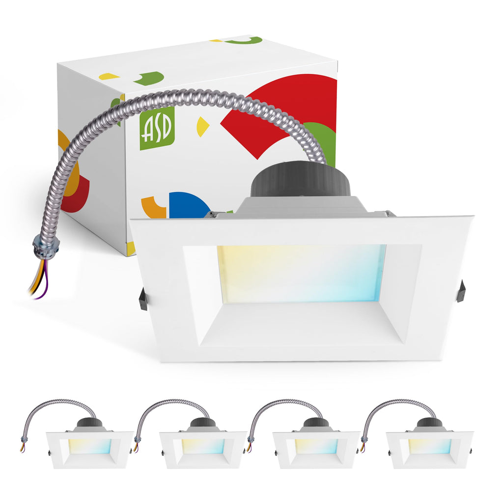 4 Pack 8 Inch 35W Square Commercial Canless LED Downlight