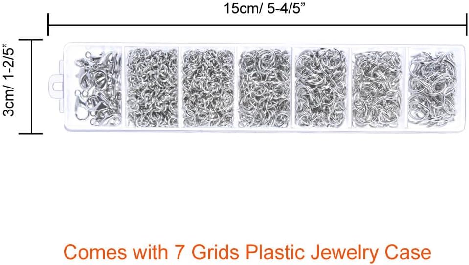 1500Pcs Silver Jump Rings with Lobster Clasps and Jewelry Pliers for Jewelry Making Supplies Findings and Necklace