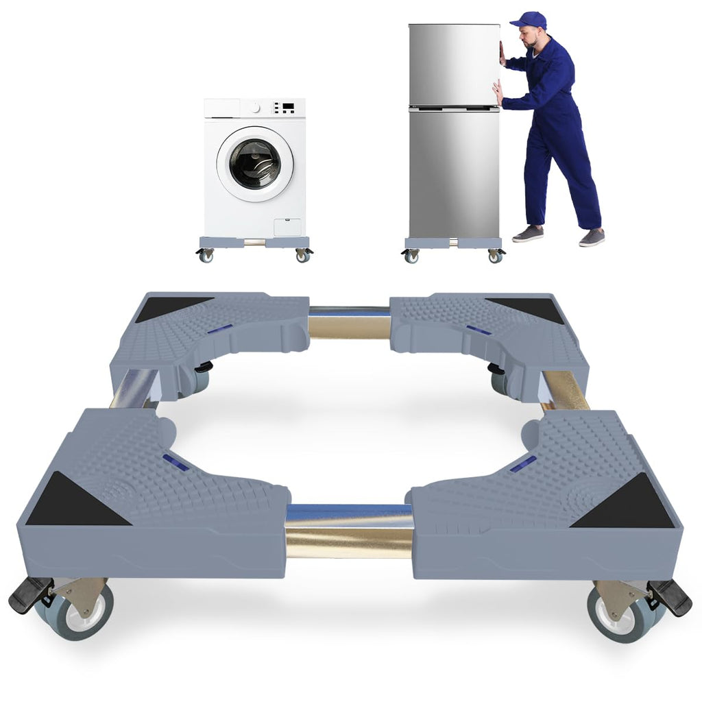 Appliance Dolly Cart with 4 Locking Wheels Mini Fridge Stand Adjustable 16"-26" Universal Mobile Roller for Portable