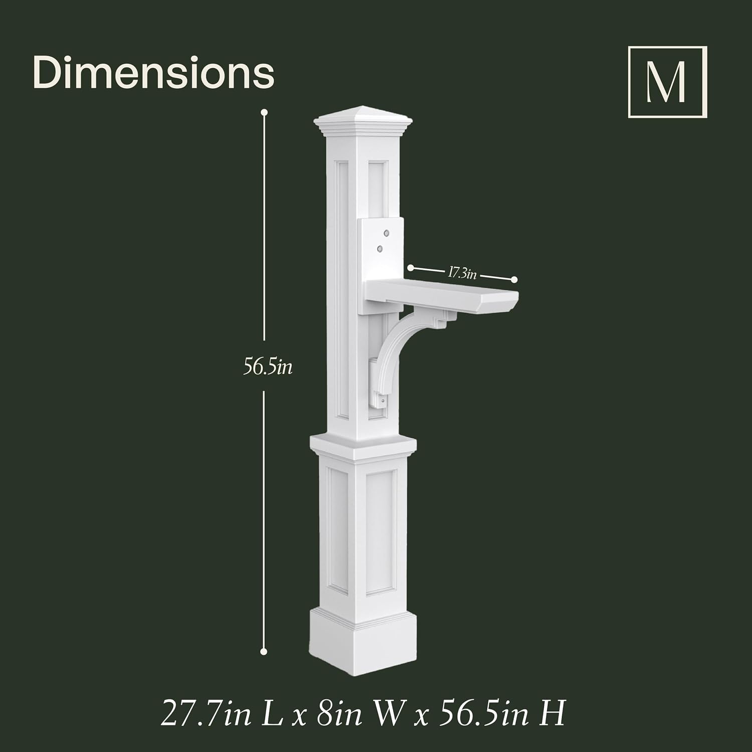 Newport Plus Decorative Mailbox Post, White | For post-mount mailboxes, Weather & fade resistant, All season, 15-year