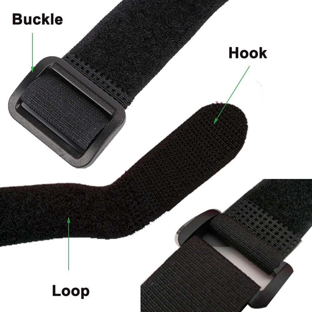 10Pack 1x20” Reusable Nylon Cable Straps with Buckle for Cords Organizer