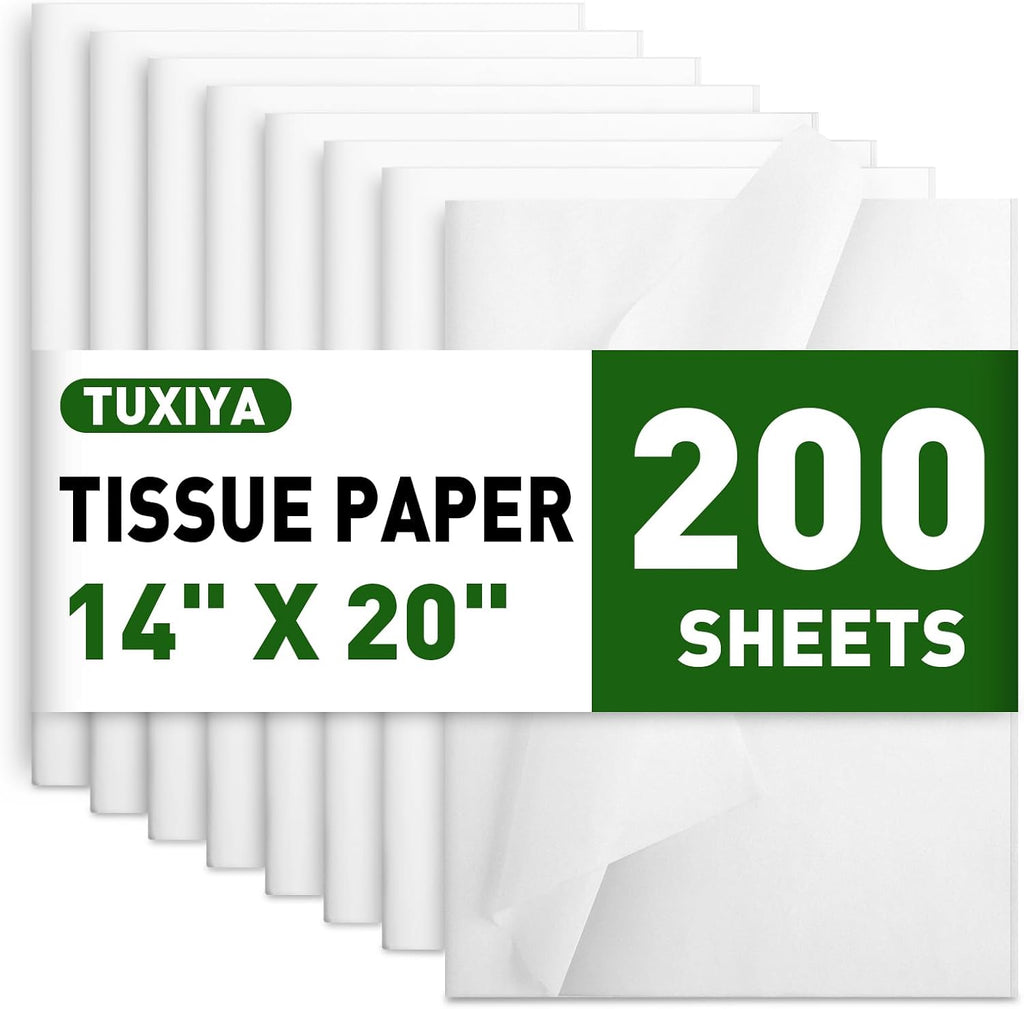200 PCS White Tissue Paper Bulk,14"x20" Tissue Paper for Gift Bags