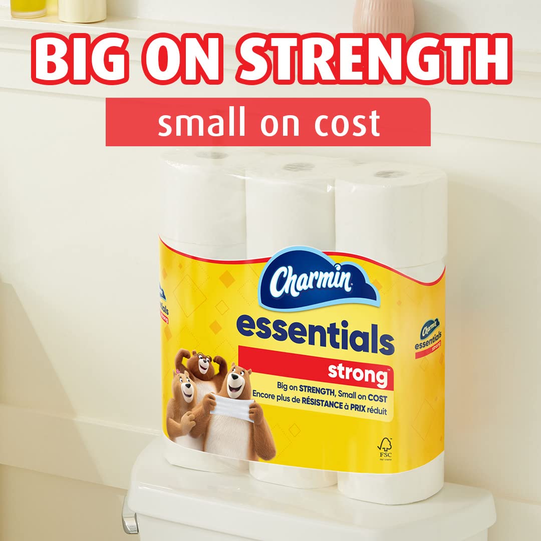 Essentials Strong Toilet Paper, 9 Mega Rolls = 36 Regular Rolls