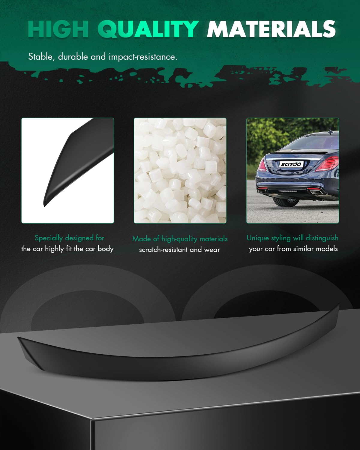 Black ABS Rear Trunk Spoiler Wing 52.95 Inch*3.23 Inch