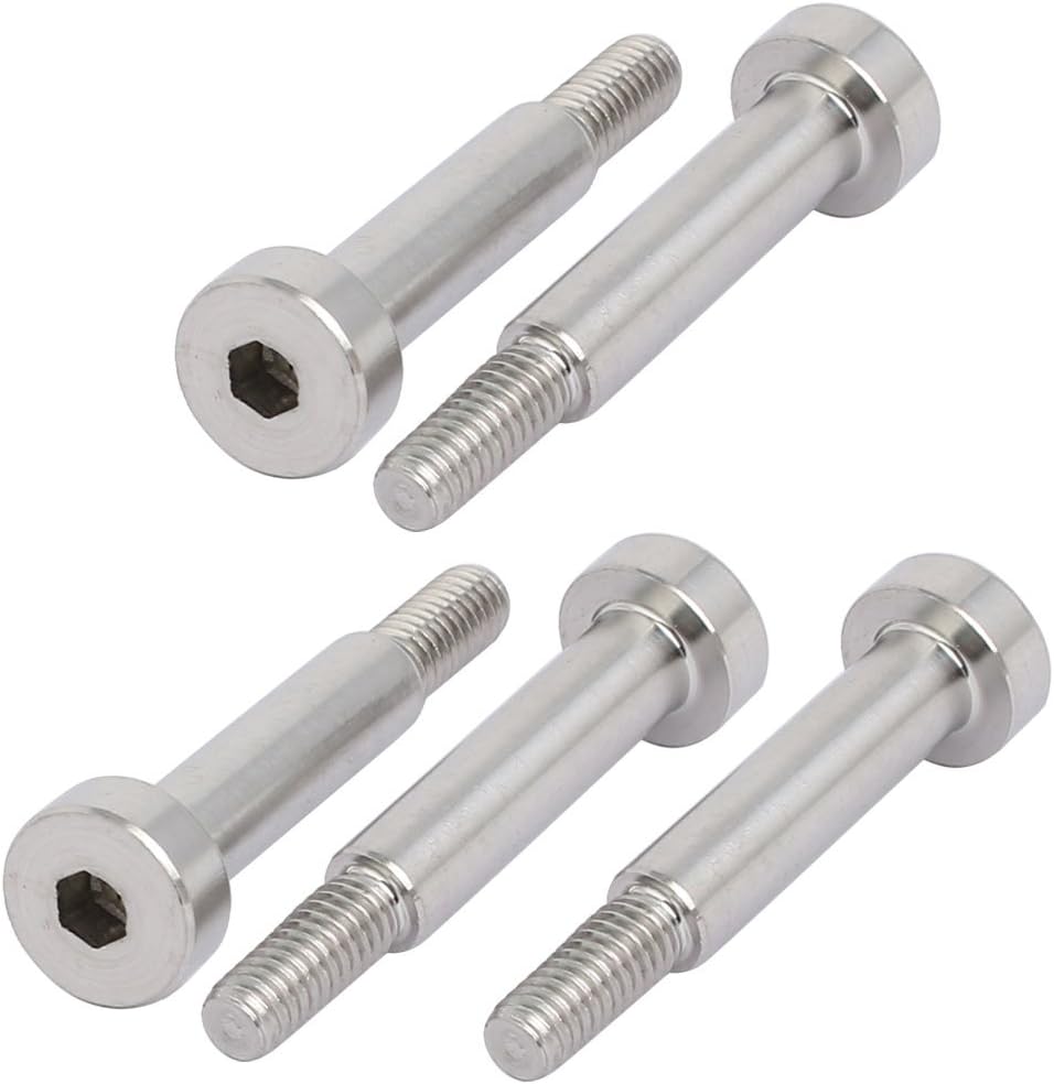 uxcell 5pcs 304 Stainless Steel Hex Socket Shoulder Bolt 5mm Shoulder Dia 20mm Shoulder Length M4 Thread