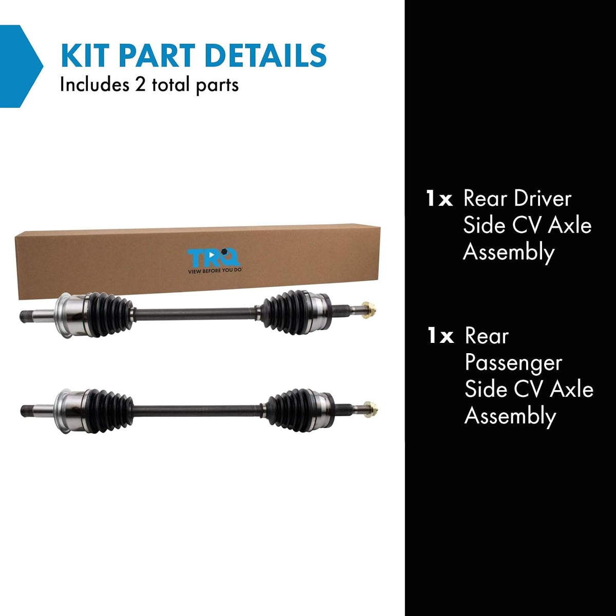 TRQ Rear Driver and Passenger Side CV Axle Assembly Set 2 Piece