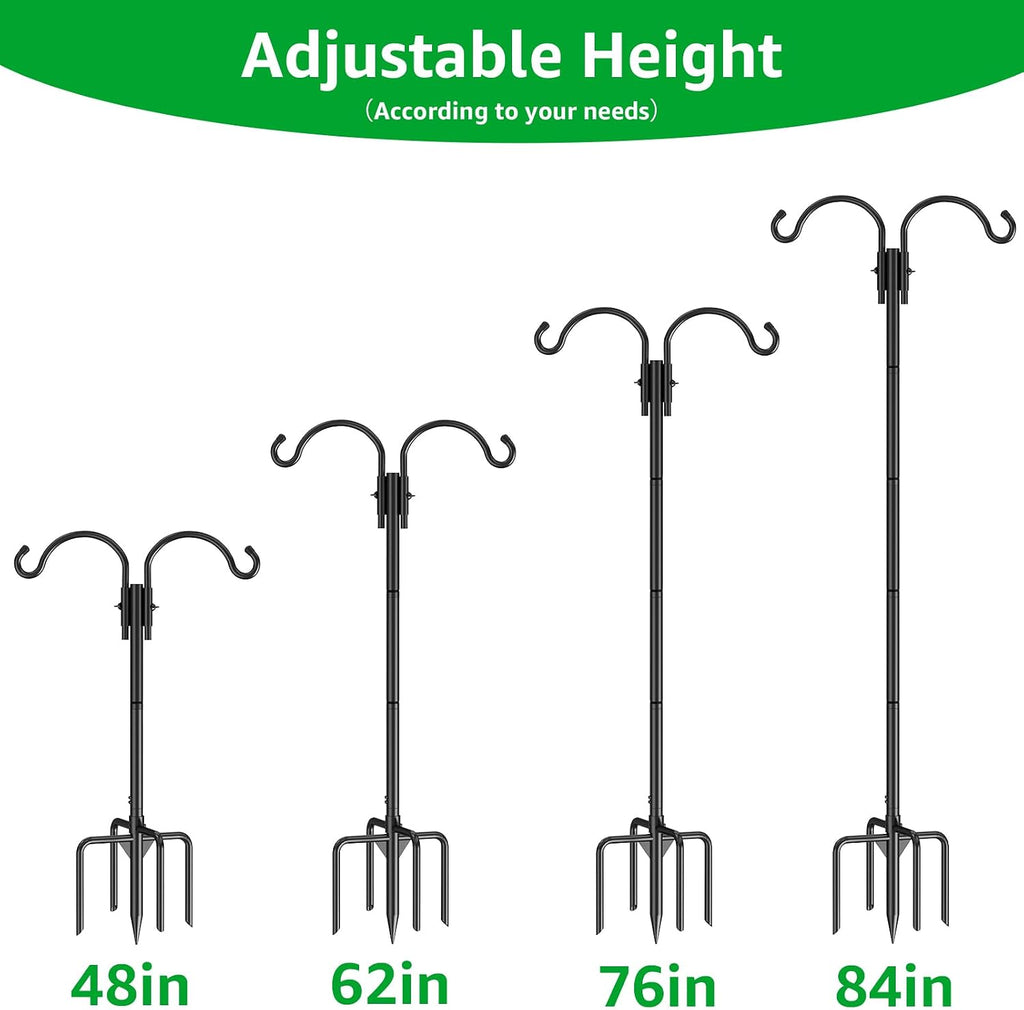 2 Pack Adjustable 84inch Double Shepherds Hook for Outdoor