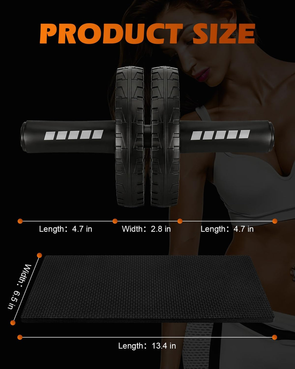 Upgraded Ab Roller Wheel, Abdominal Core Workout Equipment for Home Gym with Knee Pad, Full Body Strength Training