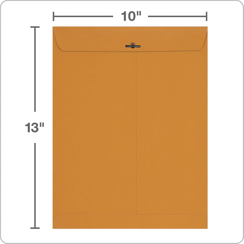 10 x 13 Clasp Envelopes, Gummed, 28 lb Brown Kraft, for Mailing Flat Letter Size Documents or Photos, Bulk Pack, 30