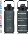 64oz,100oz,128oz Large Motivational Water Bottle with Time Marker, Leakproof & BPA Free Half Gallon Big Water Bottle