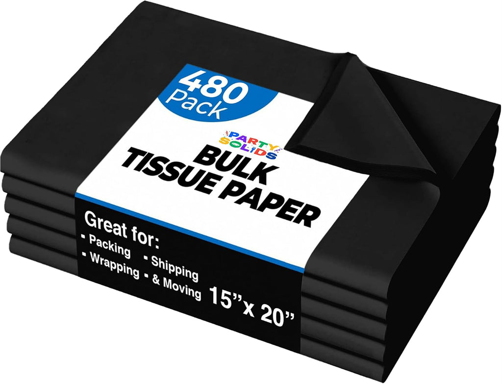 Black Tissue Paper for Gift Bags 15" X 20" 480 Sheets