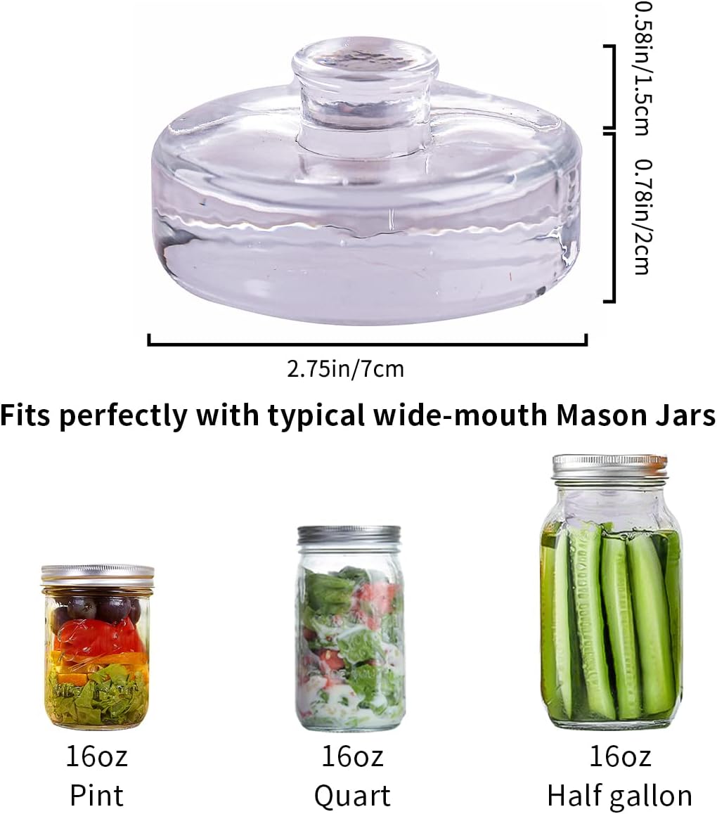 9 Pack Glass Fermentation Weights with Easy Grip Handle, Heavy Fermenting Lids Canning Weight Kit for Wide Mouth