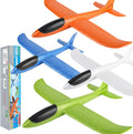 4 Pack Airplane/Flying Toys, 17.5" Large Throwing Foam Plane/Gliders, 2 Flight Mode, Birthday Gifts for Girls Kids 3