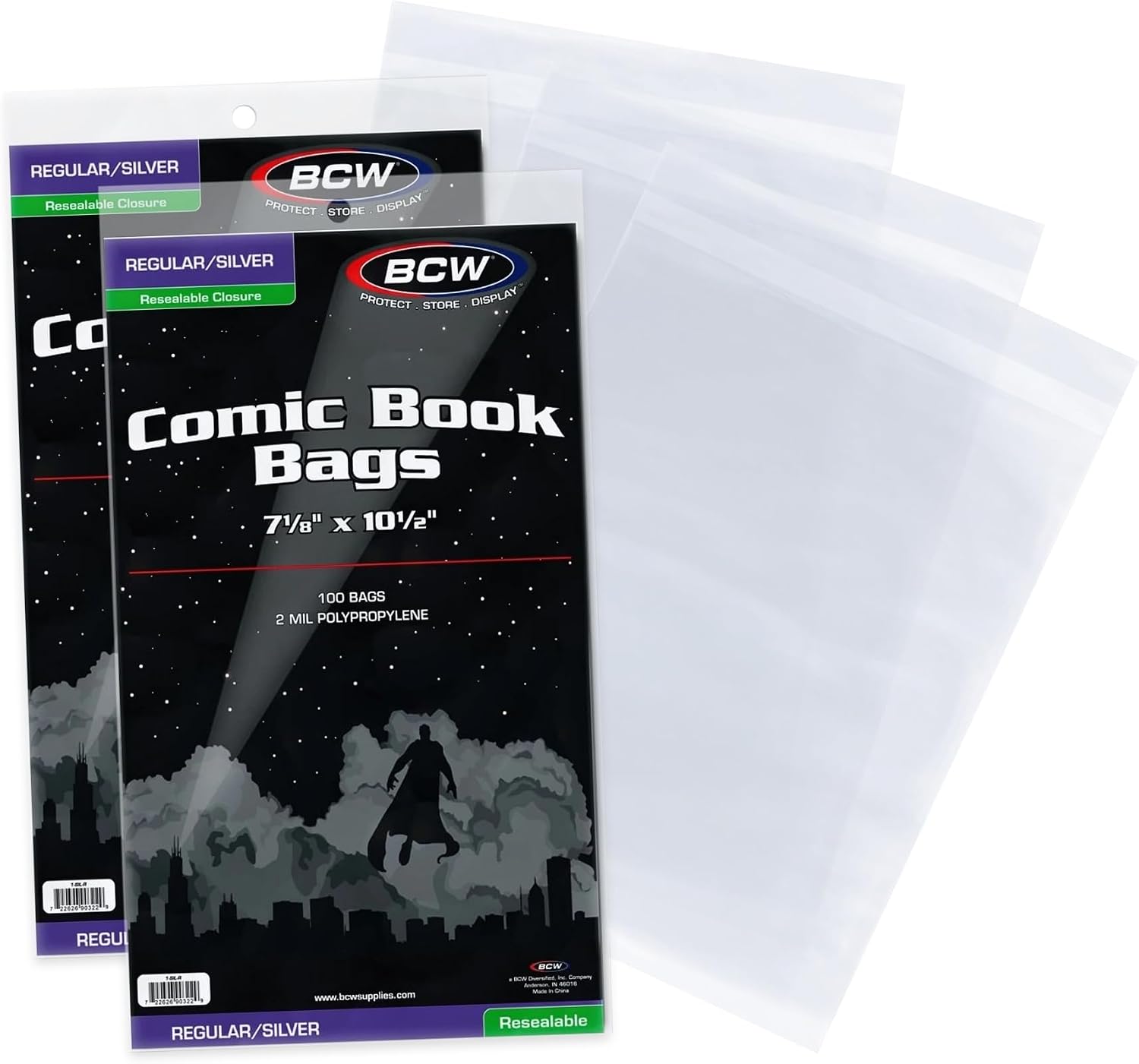 Resealable Silver Age Comic Bags - 200 ct | Archival Quality, Acid-Free Protection for Silver Age Comic Books | 7 1/8
