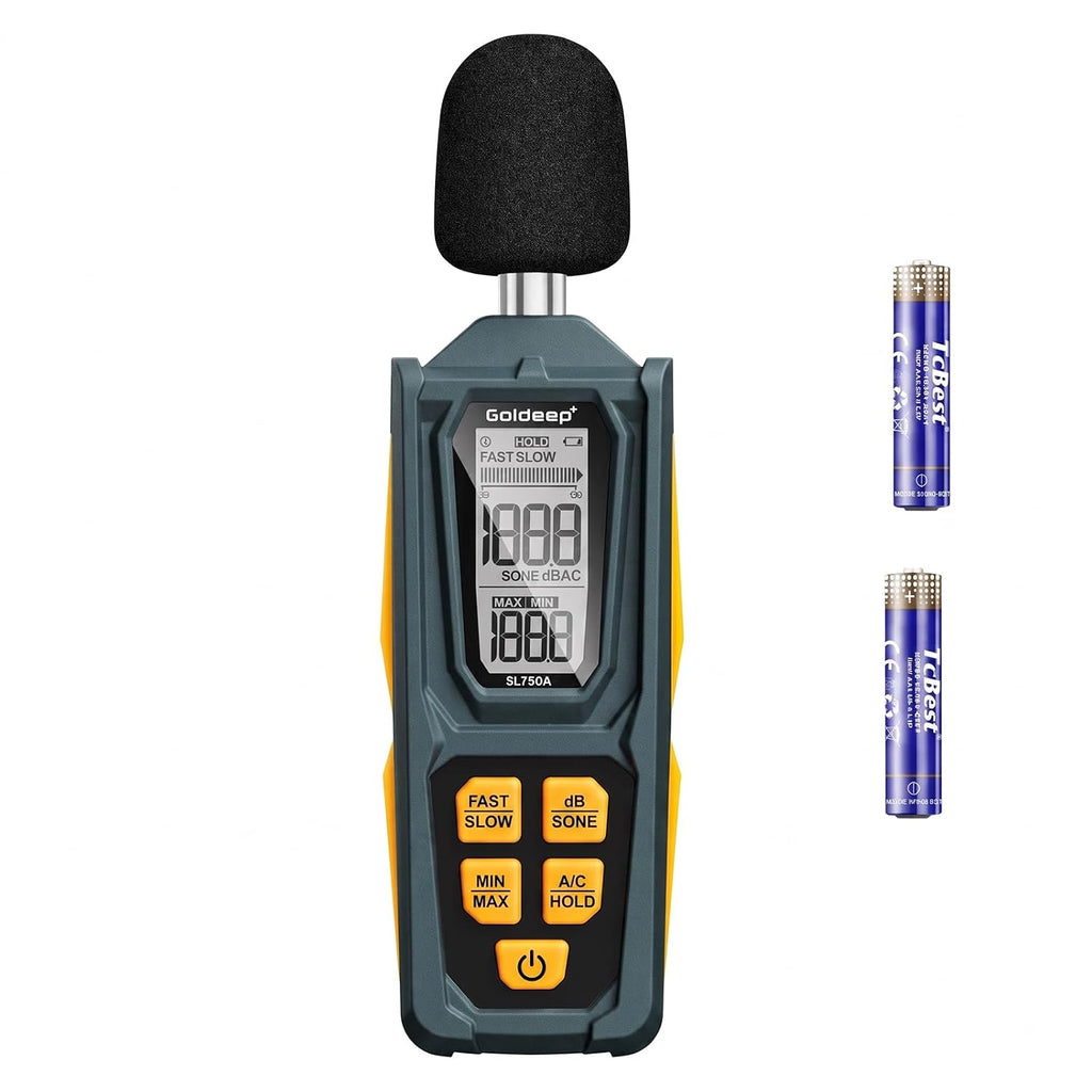 Decibel Meter, Goldeep Sound Level Meter, Portable SPL Tester-Bright Yellow