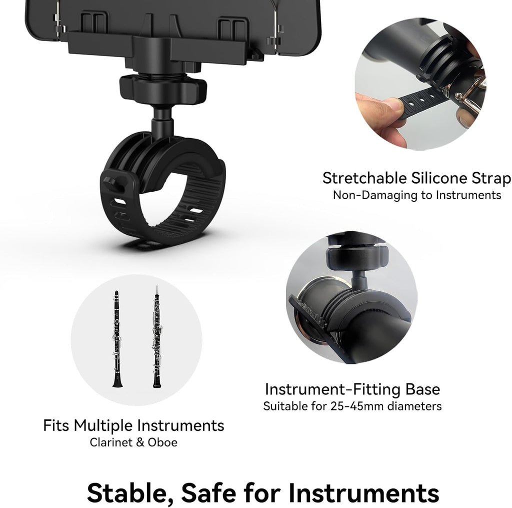 Adjustable Clarinet Lyre TC10C with Flip Folder for Marching Band | Clarinet-mounted design, adjustable viewing angle
