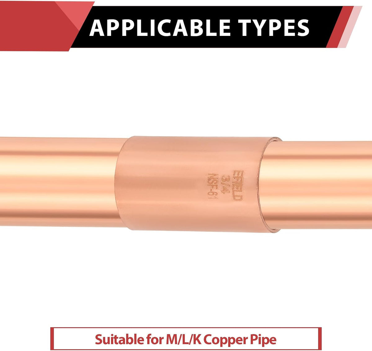 30Pcs EFIELD 3/4" X 3/4" CxC Copper Slip Coupling, No Stop(COPPER033-30)