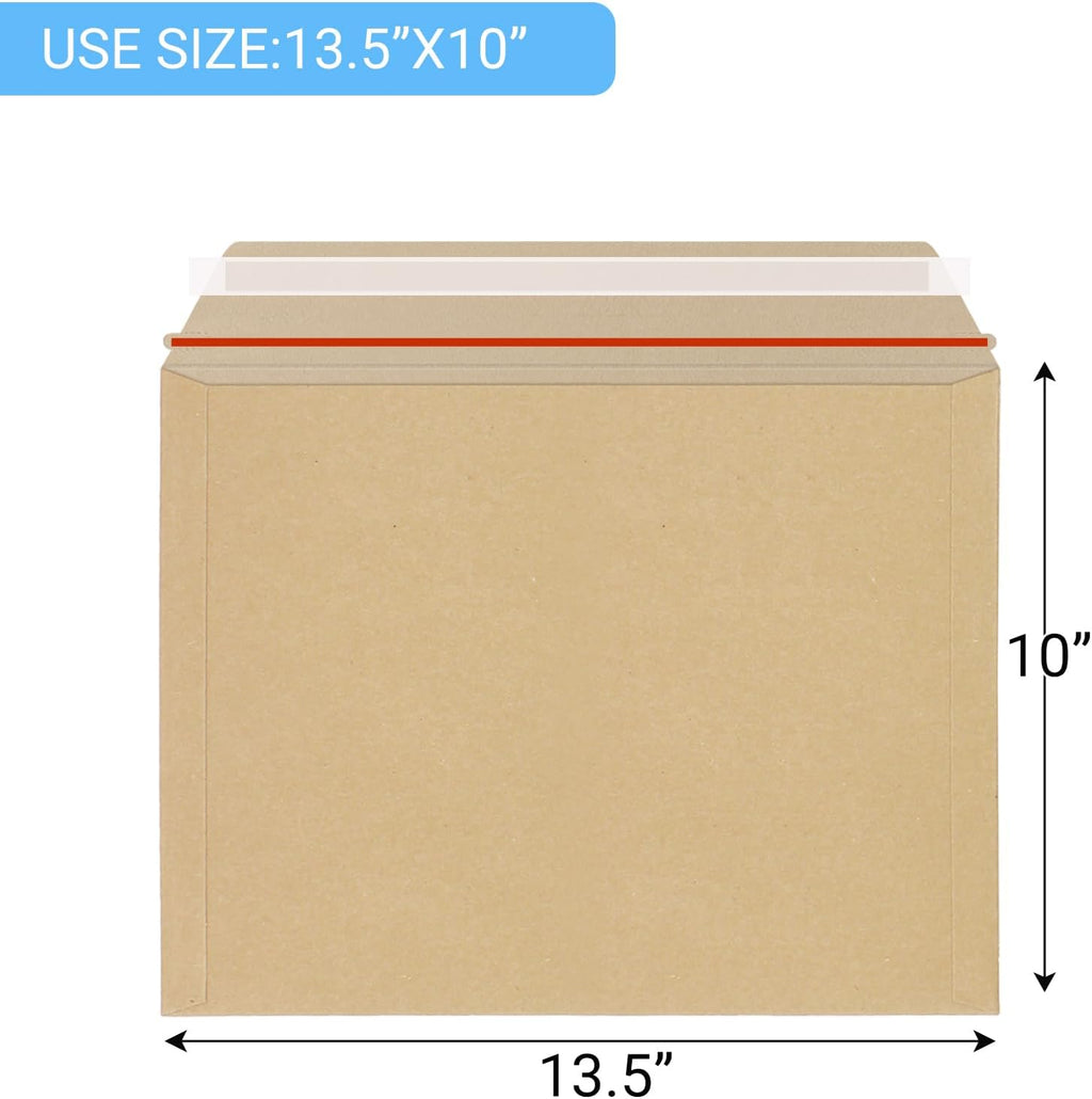 25 Pack Large Kraft Rigid Mailer 10"x13.5" Rigid Envelopes | Stay Flat Cardboard Envelopes Self Seal Document Mailers