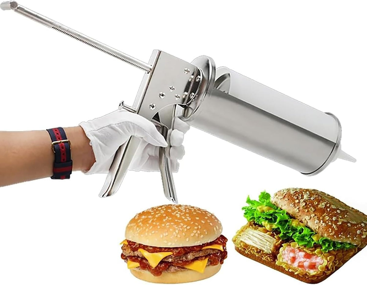 Burger Sauce Gun, Quantitative Sauce Dispenser with 650ML Dispenser Bottles