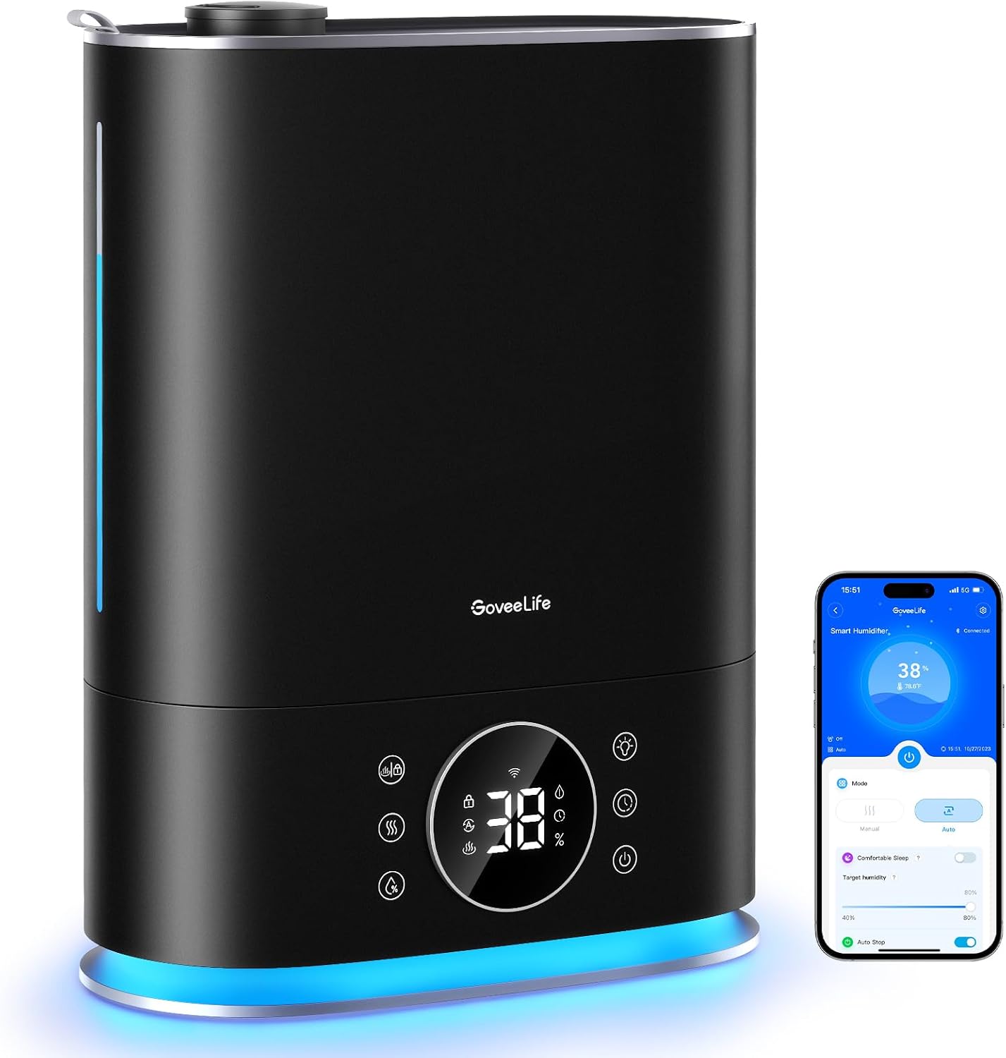 7L Smart Humidifier for Bedroom, Warm & Cool Mist for Large Room | Auto Mode, 70H Quiet Runtime for Baby, Plants