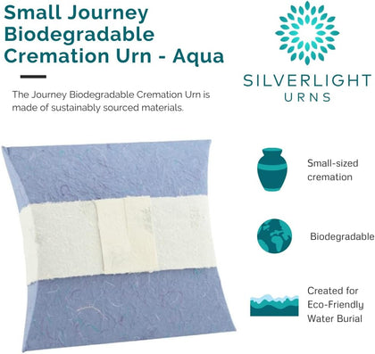 Small Journey Earthurn Aqua by Passages International, Biodegradable Urn for Ashes--Earth or Water Burial, Blue Small