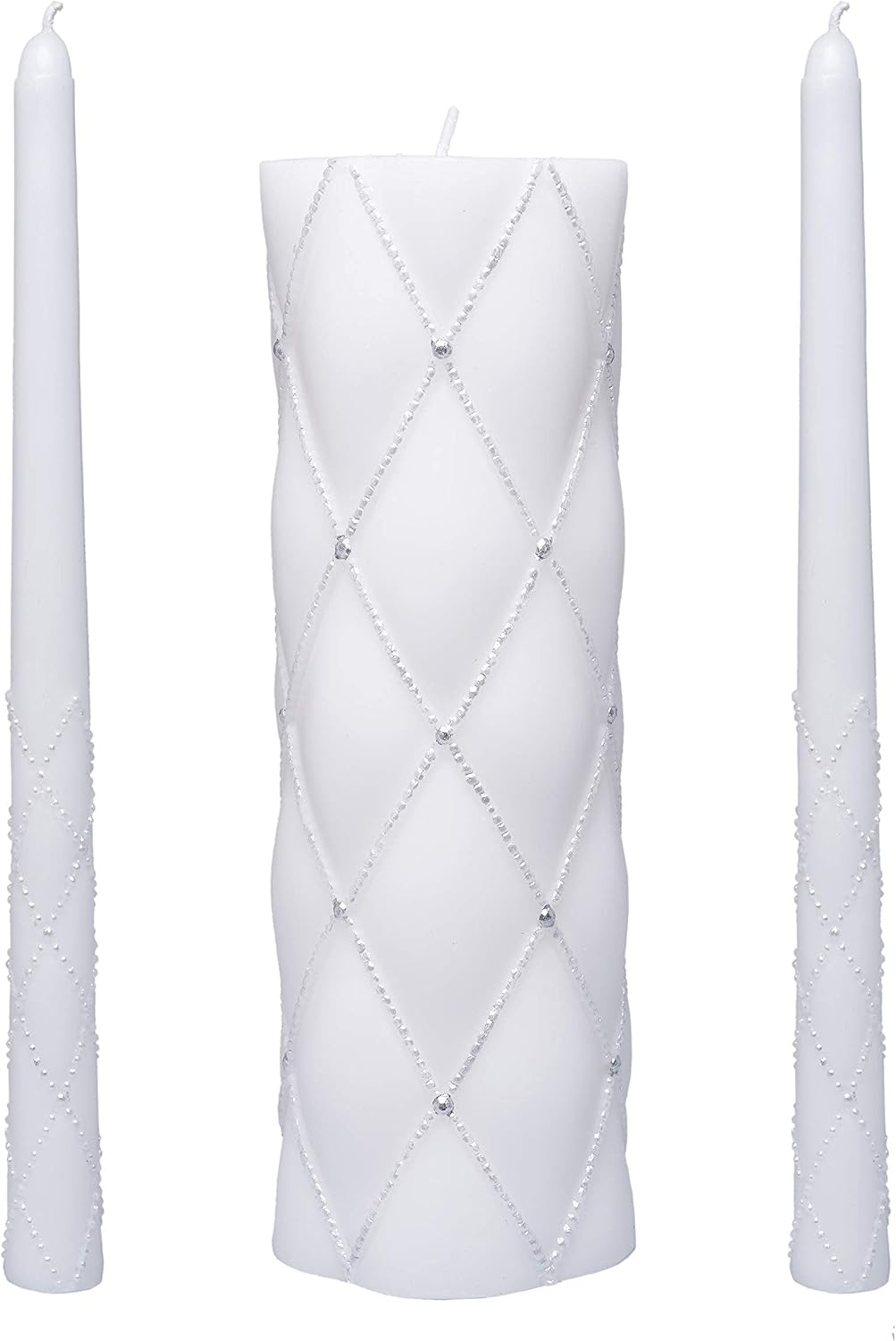 11.5" High White Wedding Unity Candle Set. Great for Weddings Party Special Events and Emergency Lighting Reiki Spa