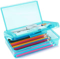 Double Layer Plastic Clear Hard Colored Pencil Box Case Pen Crayon Box | Cute Color Hard Clear Pen Case with