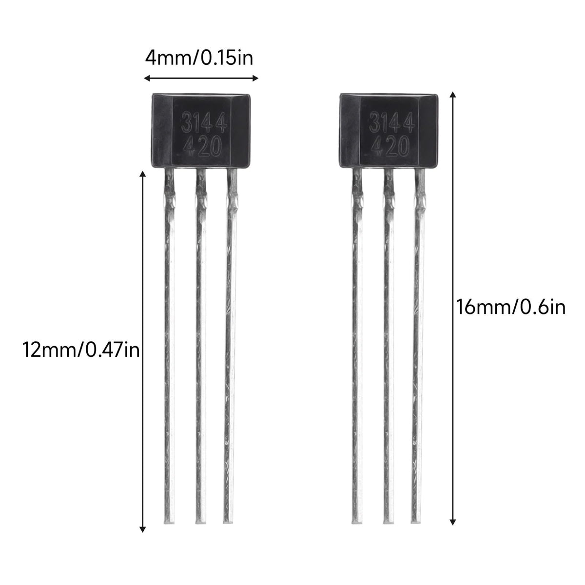20 Pack A3144 Hall Effect Sensor 3Pins Magnetic Detector for Arduino DC 4V-24V Hall Effect