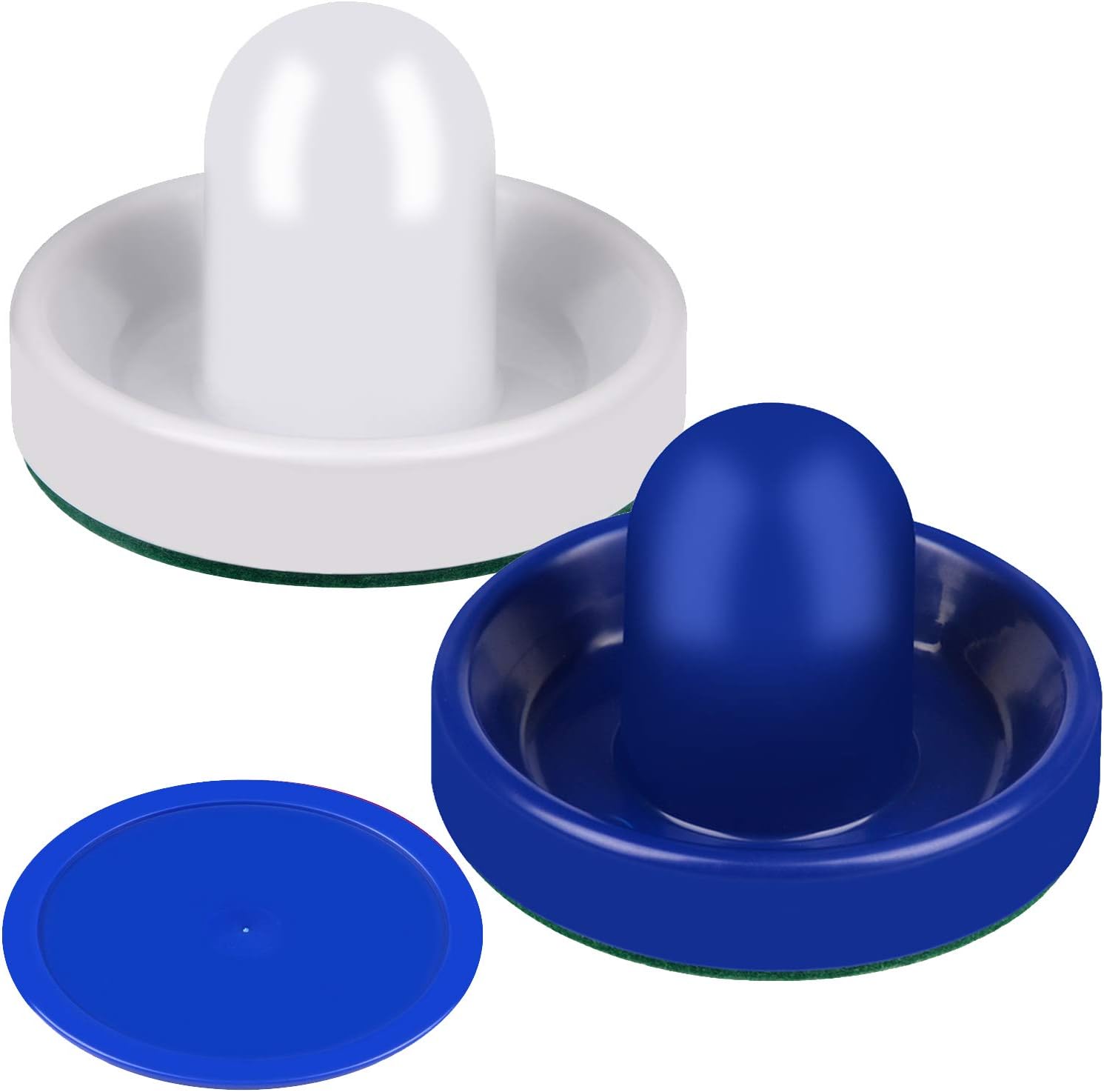 Air Hockey Pushers and Red Air Hockey Pucks, Goal Handles Paddles Replacement Accessories for Game Tables (4 Striker