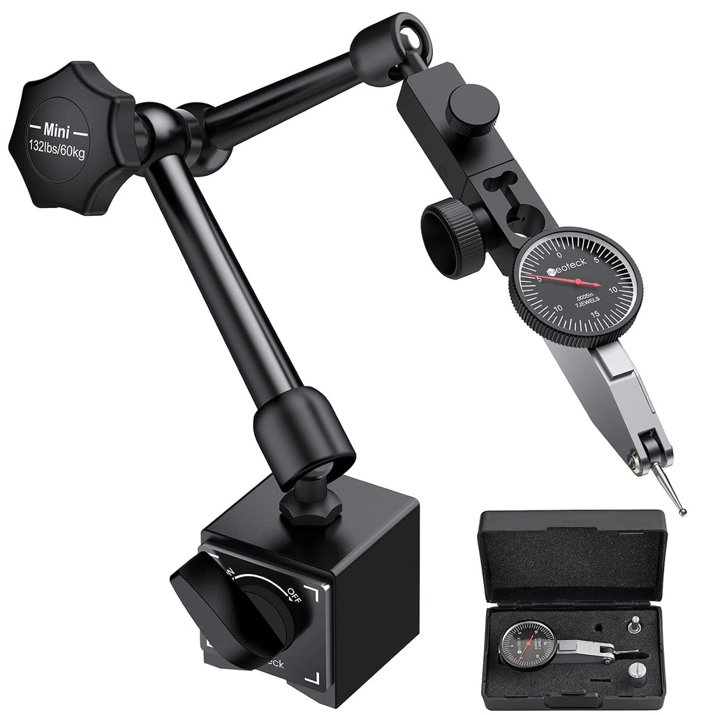 Neoteck 0.03"/0.0005" Dial Test Indicator with 132lbs(60kg) Magnetic Base