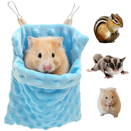 Soft Sugar Glider Hammock Pouch Cozy Small Pet Hamster Hanging Bed (Blue)