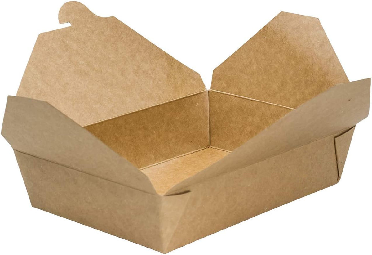 Paper To Go Boxes [54 oz - 200ct] Leak-Resistant, Microwavable, Heavy-Duty Take Out Boxes | Grease Resistant &